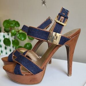 Guess GFKensie Denim & Tan Leather Platform
